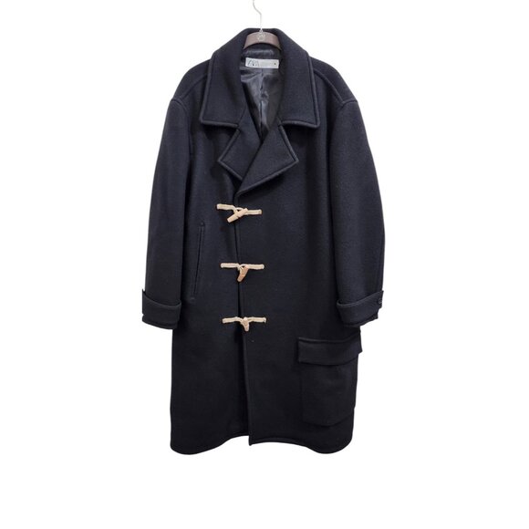 ZARA WOOL BLEND COAT WITH TOGGLES LIMITED EDITION BLACK SIZE M REF. 3057/783 - Picture 3 of 15